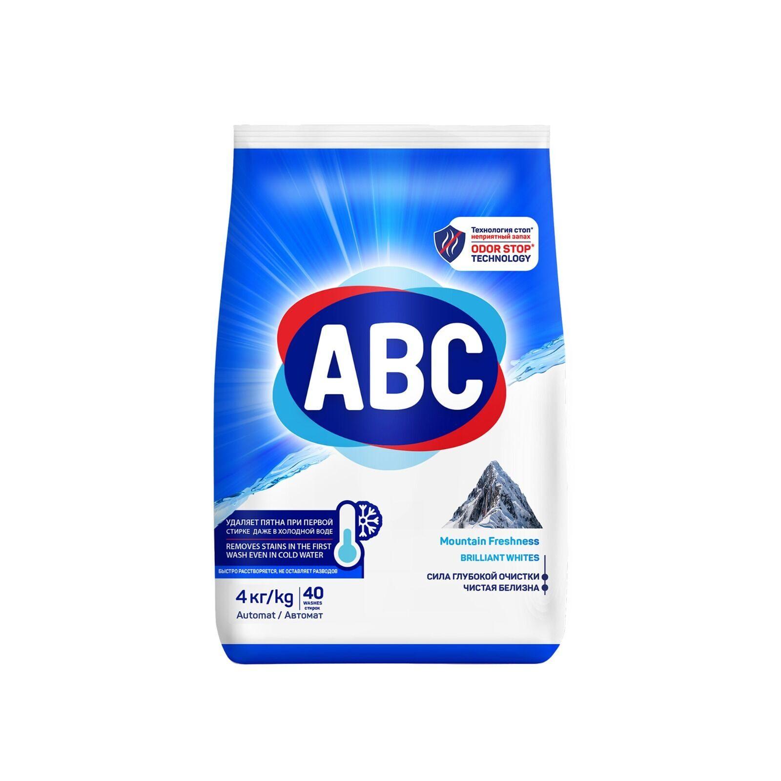 Стиральный порошок "ABC" ГОРНАЯ СВЕЖЕСТЬ 4 кг